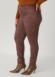 Pintucked Faux Suede Leggings