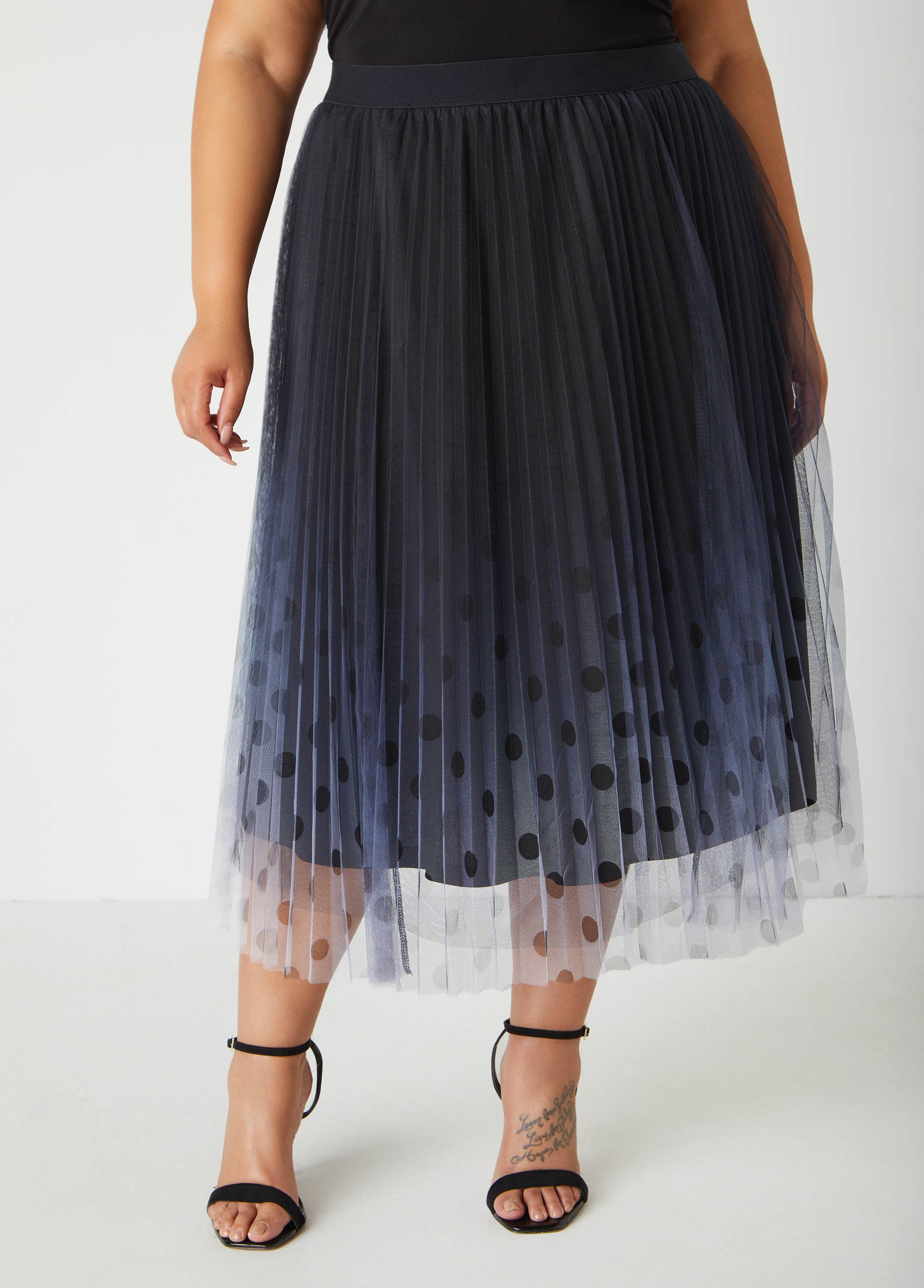 Plus Size Ombre Polka Dot Midaxi Skirt
