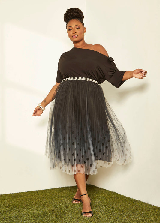 Ombre Polka Dot Midaxi Skirt