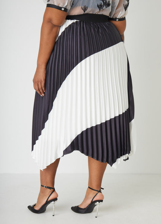 Two Tone Pleated Maxi Skirt