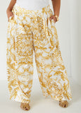 Baroque Print Wide Leg Pants