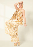 Baroque Print Wide Leg Pants