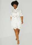 Belted Floral Lace Shorts