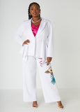 Tropical Print Wide Leg Pants