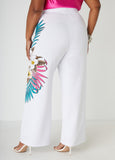 Tropical Print Wide Leg Pants