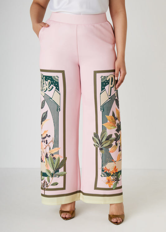 Plus Size Paradise Print Wide Leg Pants