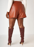 Pleated Faux Leather Shorts