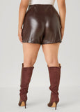 Belted Faux Leather Shorts