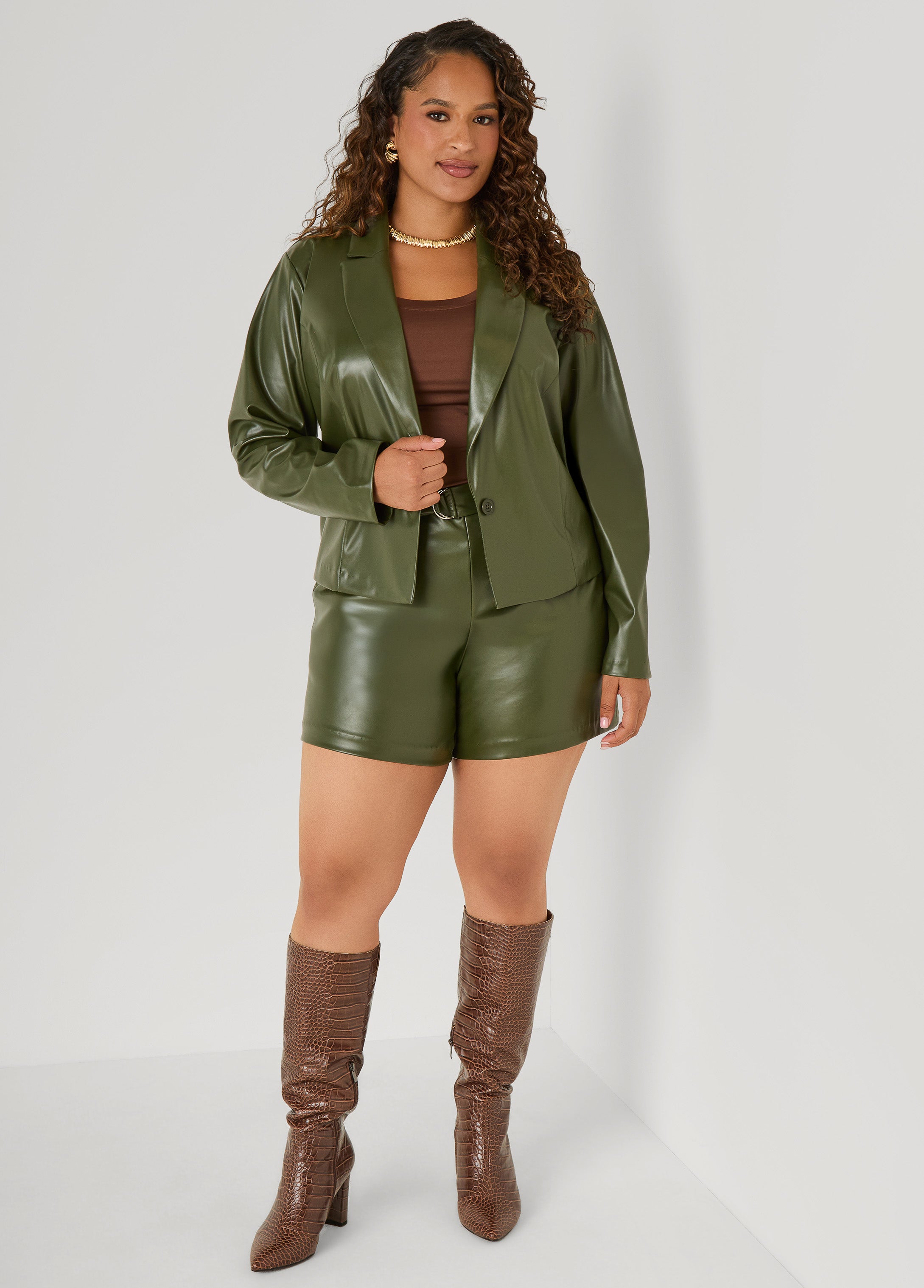 Belted Faux Leather Shorts