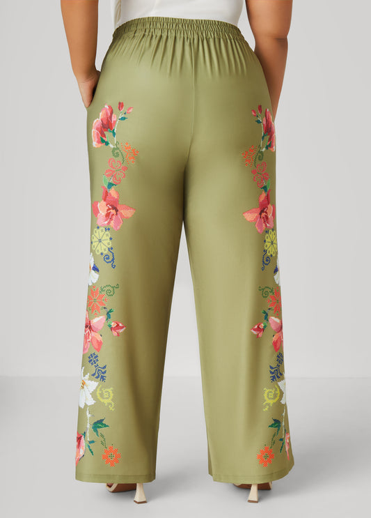Floral Wide Leg Pants