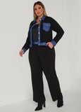 Denim Paneled Straight Leg Pants