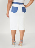 Denim Paneled Textured Skirt