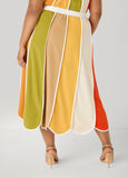 Striped Paneled Midi Skirt
