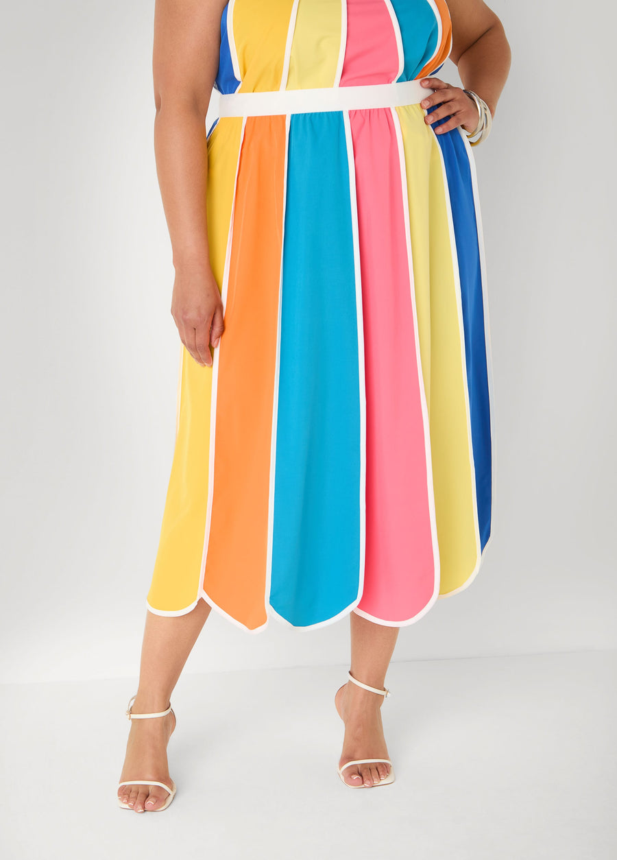 Striped Paneled Maxi Skirt