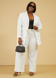Plus Size Straight Leg Pants Suit Plus Size Trousers Two Piece Set