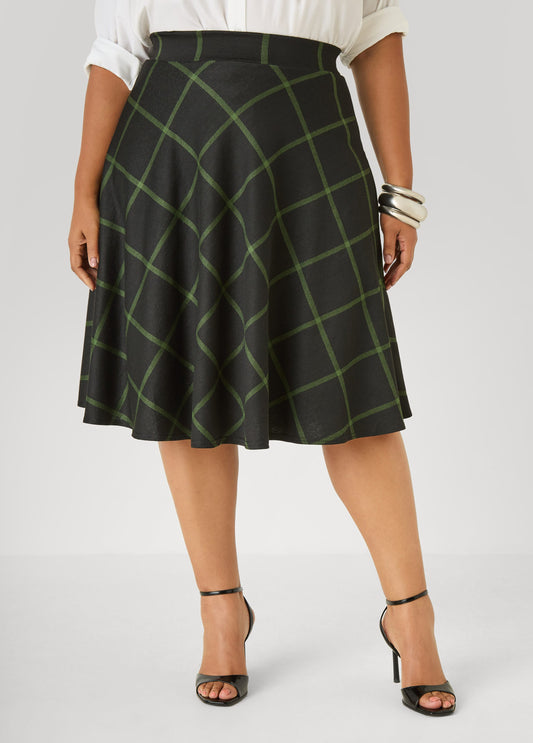 Plaid Ponte A Line Skirt