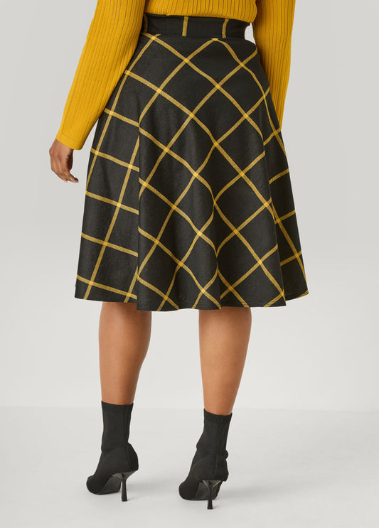 Plaid Ponte A Line Skirt