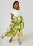 Leaf Print Maxi Skirt