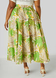 Leaf Print Maxi Skirt