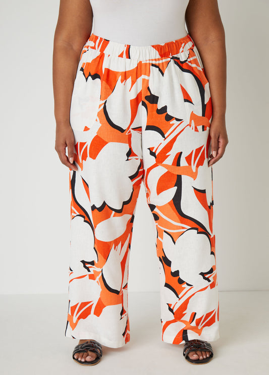 Plus Size Floral Linen Blend Pants