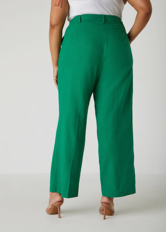 Linen Blend Wide Leg Trousers