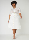 Button Embellished Midi Skirt