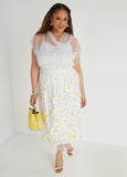 Plus Size Floral Applique Embroidered Skirt