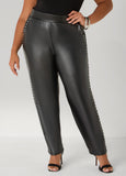 Studded Faux Leather Tapered Pants