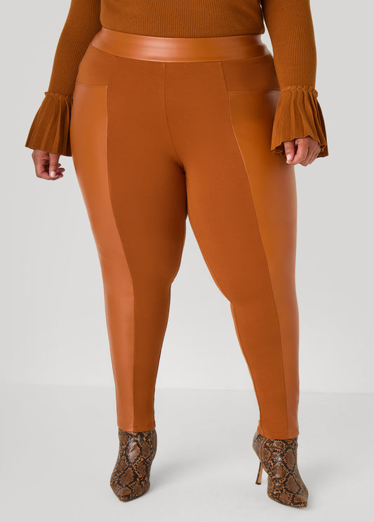 Faux Leather Paneled Leggings