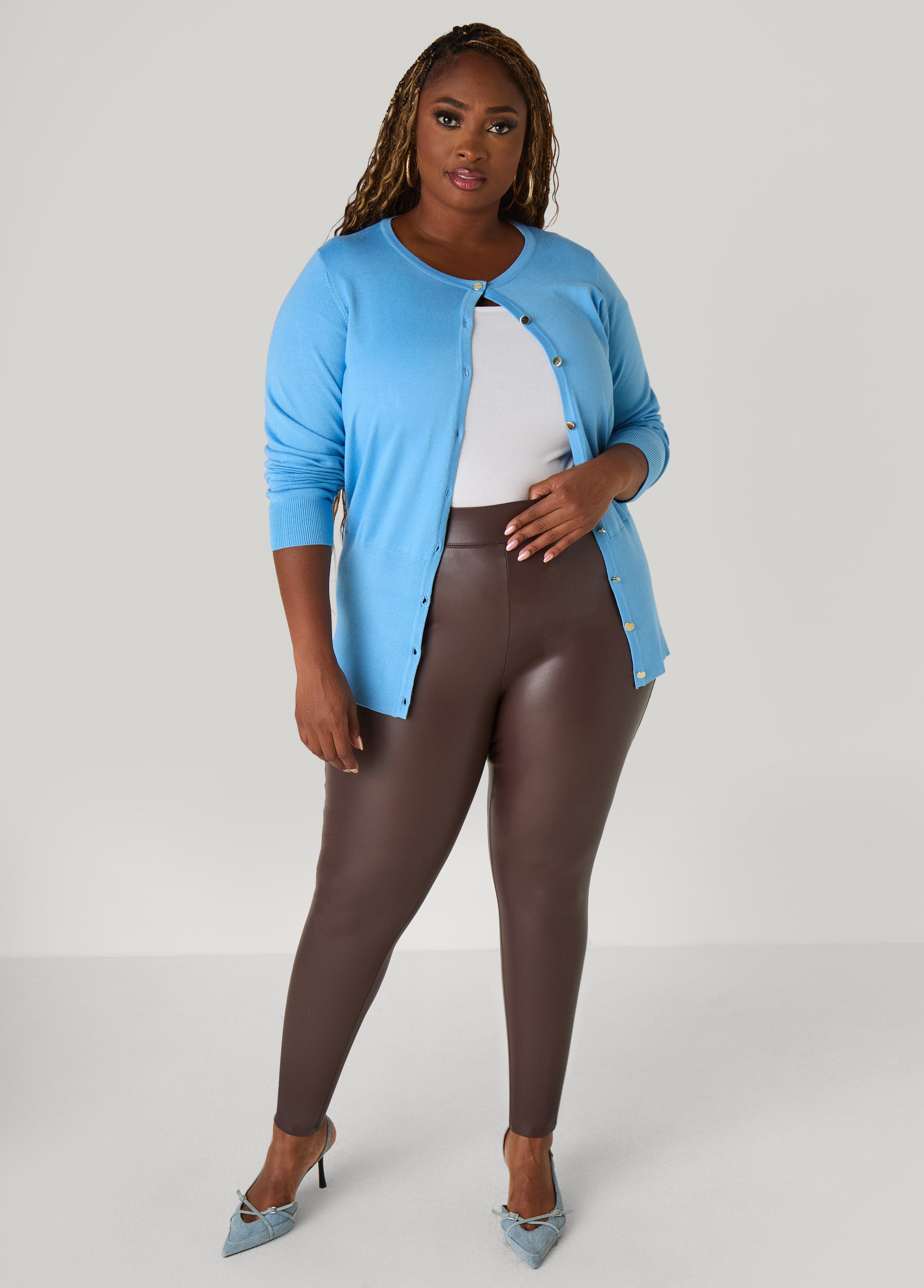 Plus Size Faux Leather Leggings High Waist Stylish Stretchy Leather Pants