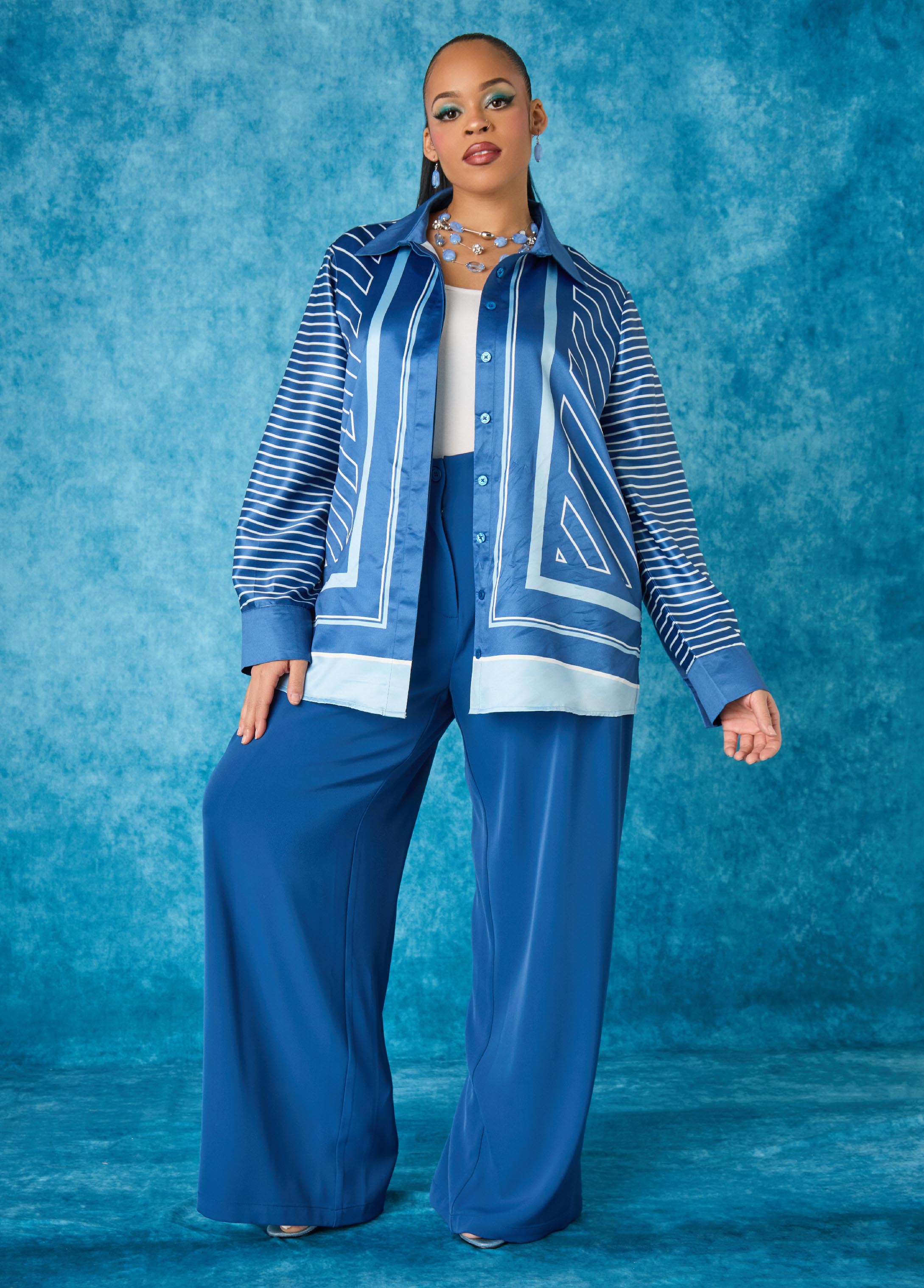 Plus Size Classic Wide Leg Pants Plus Size Straight Leg Trousers