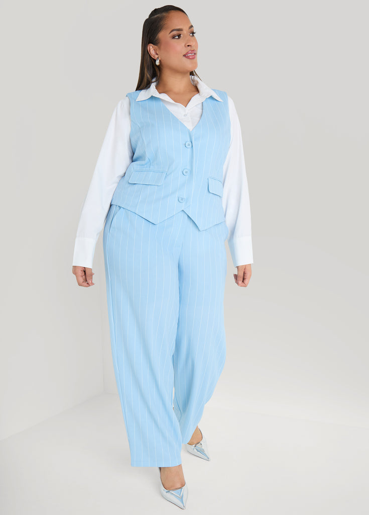 Striped Crepe Straight Leg Pants – Ashley Stewart