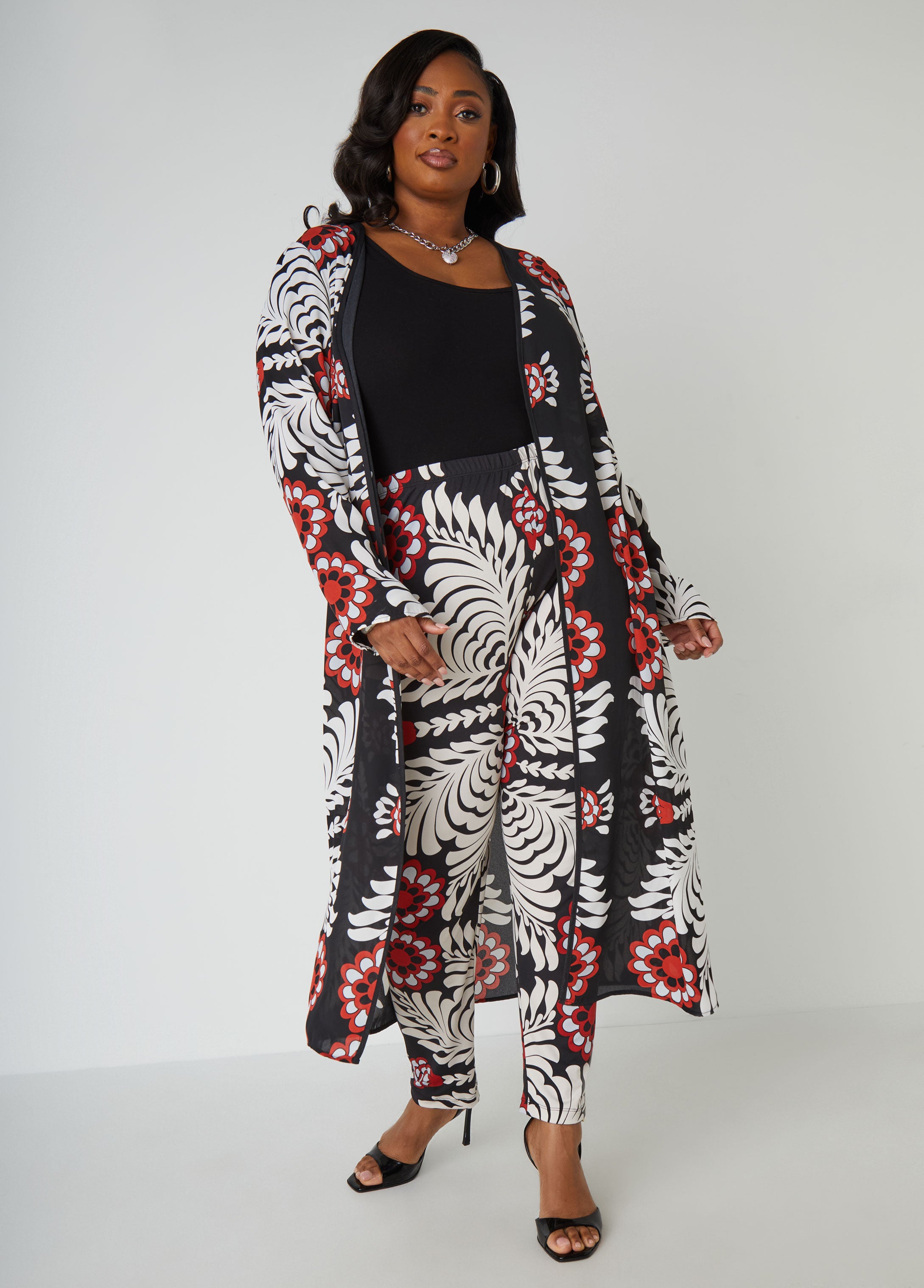 Plus Size Floral Leggings Plus Size Two Piece Matching Fashion Set