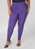 Plus Size Striped Liquid Leggings