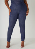 Textured Denim Leggings