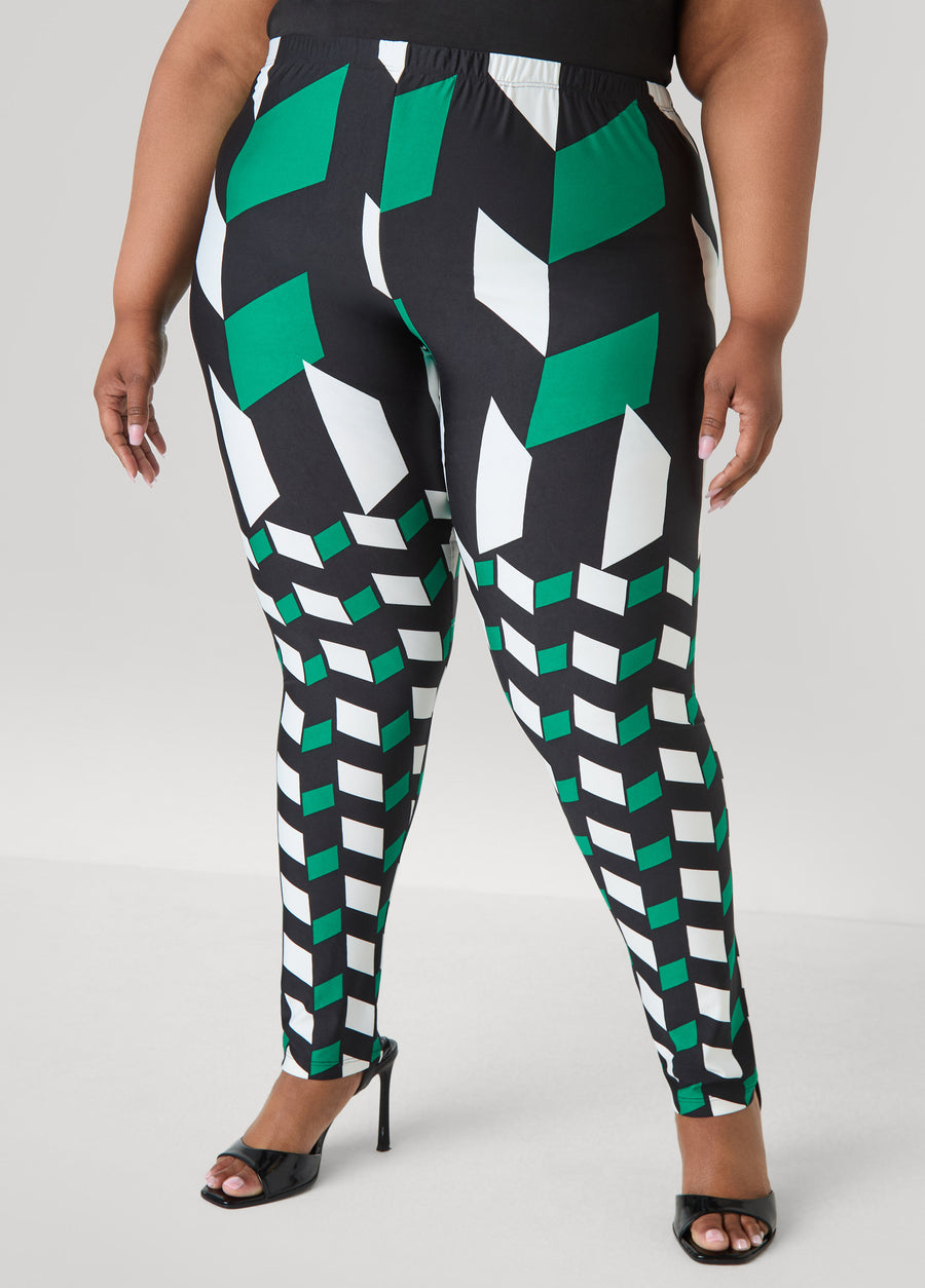 Plus Size Geo Print Leggings