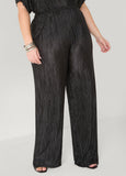 Plisse Satin Wide Leg Pants