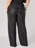 Plisse Satin Wide Leg Pants