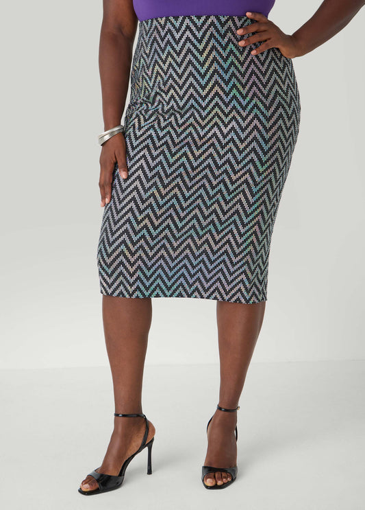 Plus Size Iridescent Sequin Midi Skirt