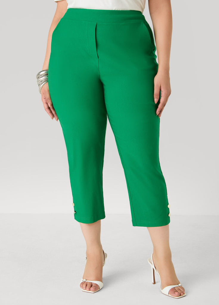 Millennium Button Accent Capris – Ashley Stewart