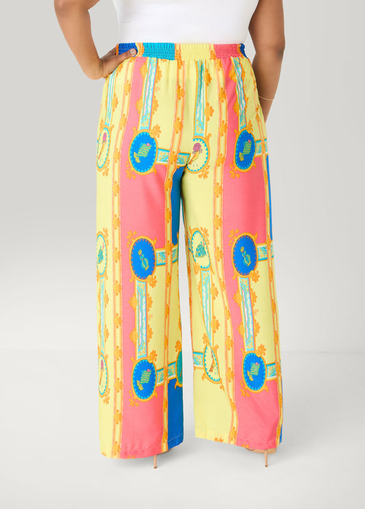 Scarf Print Wide Leg Pants