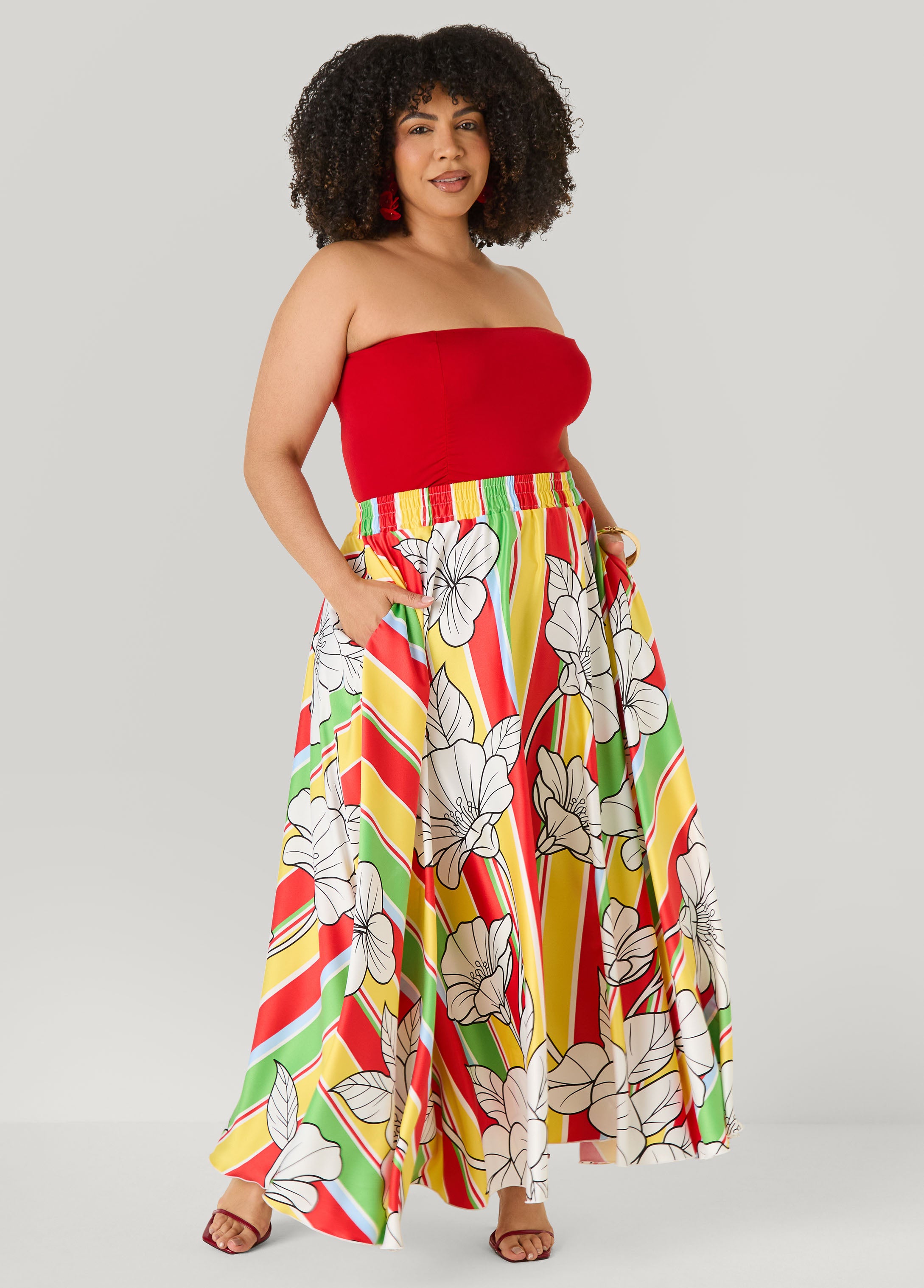 Floral Satin Maxi Skirt