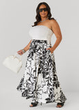 Floral Print Satin Maxi Skirt