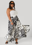 Floral Print Satin Maxi Skirt
