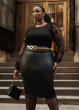Faux Leather Midi Skirt