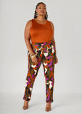 Scroll Print Split Ankle Pants