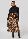 Leopard Print Satin Slip Skirt