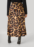 Leopard Print Satin Slip Skirt