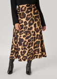 Leopard Print Satin Slip Skirt