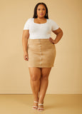 Zip Detailed Faux Suede Mini Skirt